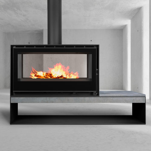 Poêle à bois - DIAMANTINE 100 DF EcoDesign - BELLIDO Manufacturas Metálicas, S.L. - 12 kW / sur pieds / central