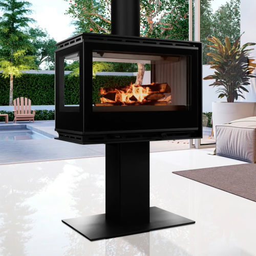 Poêle à bois - DIAMANTINE 80 VISION LATERAL - BELLIDO Manufacturas Metálicas, S.L. - 10 kW - 20 kW / sur pieds / à 3 faces
