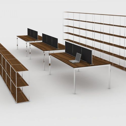 Table de travail contemporaine - CLASS - aamco - en bois / avec piètement en métal / rectangulaire