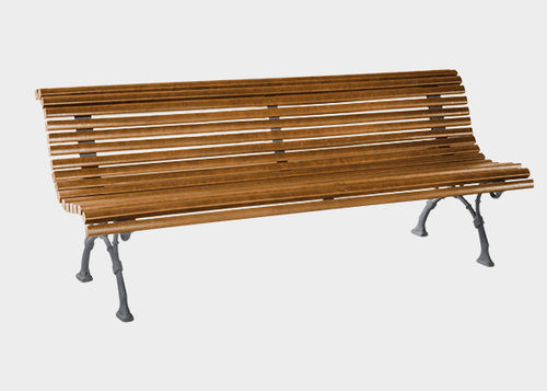 Banc public classique - ROMA - Novatilu - en bois exotique / en fonte / avec dossier