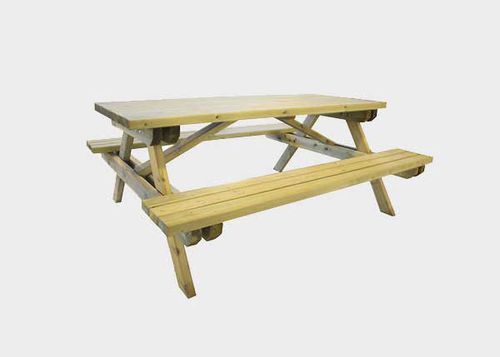 Table de pique-nique classique - UVM2 - Novatilu - en pin / rectangulaire / pour espace public