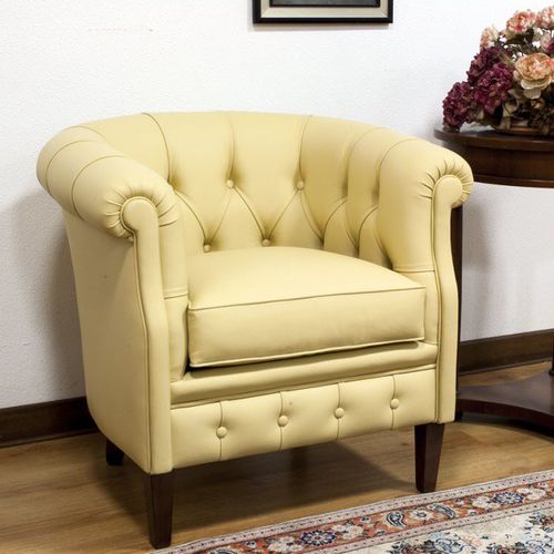 Fauteuil chesterfield - MARTINA - VAMA Divani - en cuir / en bois / marron