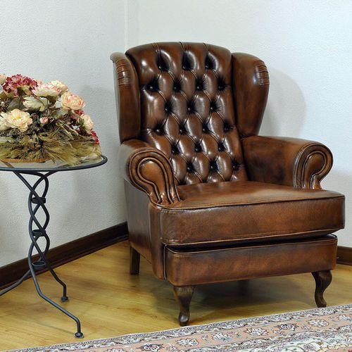 Fauteuil chesterfield - CAPRI - VAMA Divani - en cuir / en bois / à oreilles