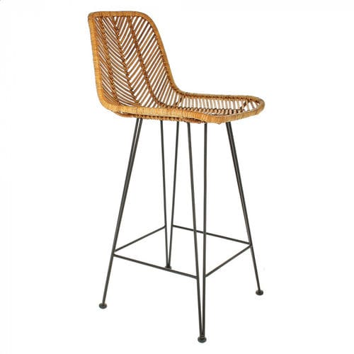 Chaise de bar contemporaine - VINTAGE - CFOC - d'intérieur / en rotin / avec piètement en fer forgé