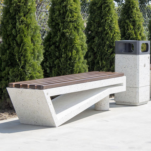 Banc public contemporain - 119 - Encho Enchev - ETE - en bois / en béton à haute performance / en béton fibré