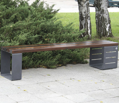 Banc public contemporain - 133 - Encho Enchev - ETE - en bambou / en acier galvanisé / en acier à revêtement par poudre