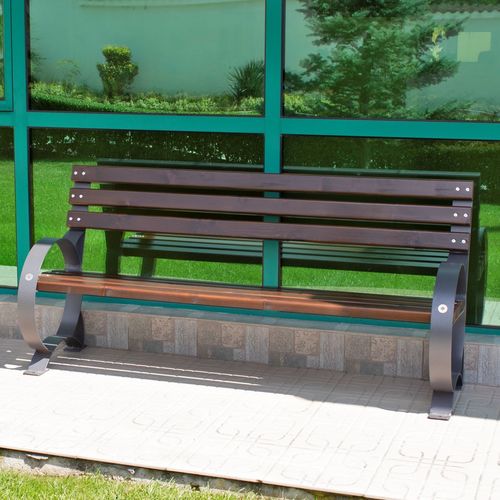 Banc public contemporain - 48 - Encho Enchev - ETE - en bambou / en acier galvanisé / en acier à revêtement par poudre