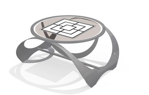 Table contemporaine - 385 - Encho Enchev - ETE - en acier inoxydable / en verre / avec piètement en métal