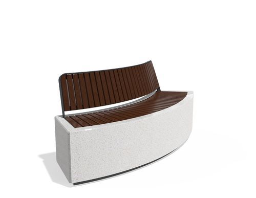 Banc public contemporain - 268-G - Encho Enchev - ETE - en béton fibré / en bois / avec dossier