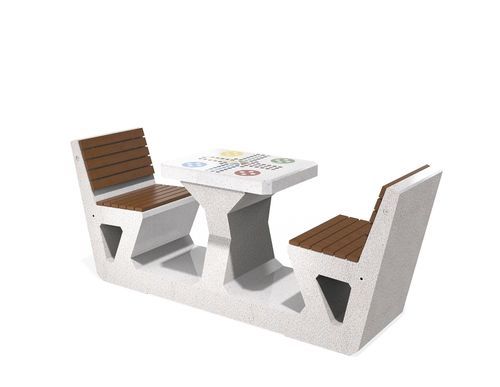 Ensemble table et bancs contemporain - 282 - Encho Enchev - ETE - en bois / en béton / d'extérieur