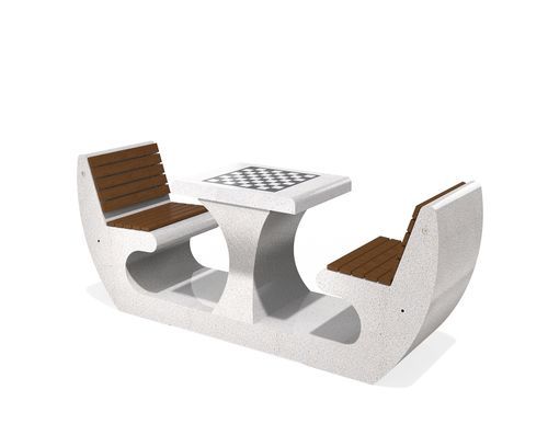 Ensemble table et bancs contemporain - 330 - Encho Enchev - ETE - en béton / d'extérieur / pour hôtel