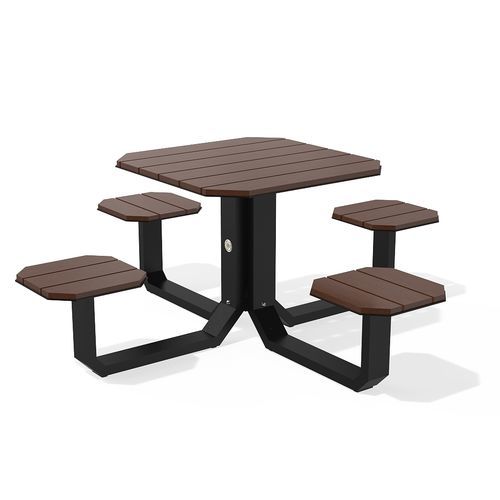 Table de pique-nique contemporaine - MODEL 421 - Encho Enchev - ETE - en HPL / avec piètement en acier inoxydable / carrée