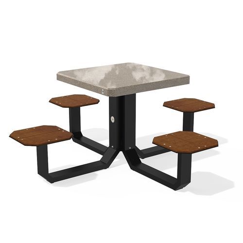 Table de pique-nique contemporaine - MODEL 425 - Encho Enchev - ETE - en béton armé / avec piètement en acier inoxydable / carrée