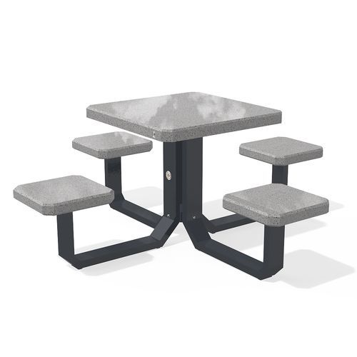Table de pique-nique contemporaine - MODEL 424 - Encho Enchev - ETE - en béton armé / avec piètement en acier inoxydable / carrée