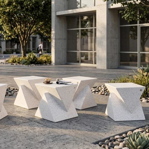 Tabouret contemporain - 265 - Encho Enchev - ETE - en granite / pour espace public / d'extérieur