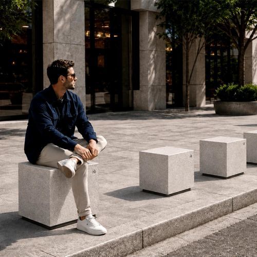 Tabouret contemporain - 268-O - Encho Enchev - ETE - en béton à haute performance / en ccv / avec piètement en béton fibré
