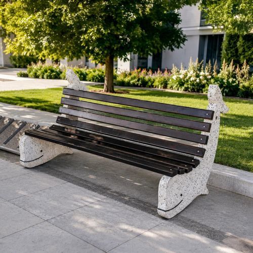 Banc public design original - WHALE - Encho Enchev - ETE - en bois / en béton à haute performance / en béton fibré