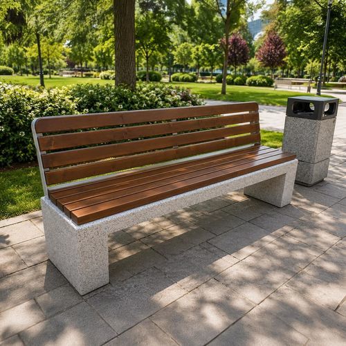 Banc public contemporain - 84 - Encho Enchev - ETE - en iroko / en bambou / en béton à haute performance