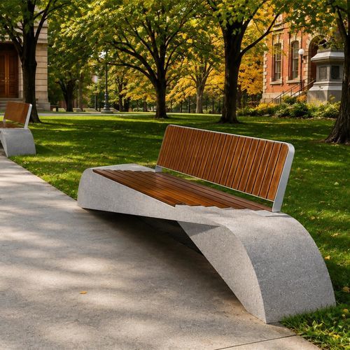 Banc public contemporain - MODEL 248 - Encho Enchev - ETE - en acier inoxydable / en béton / en béton à haute performance