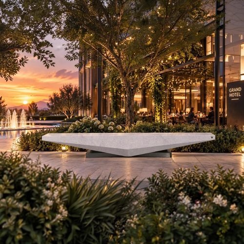 Banc public contemporain - 343 - Encho Enchev - ETE - en béton / en marbre / sans dossier