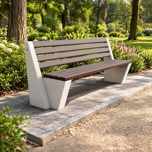 Banc public contemporain - 355 - Encho Enchev - ETE - en teck / en granite / en noyer