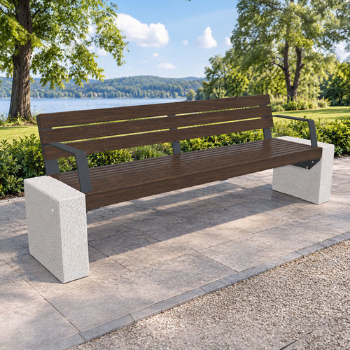 Banc de jardin en béton - 333 - Encho Enchev - ETE - en béton fibré / en bois massif / en marbre