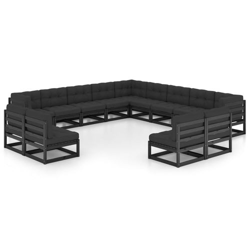 Salon de jardin contemporain - vidaXL 13-tlg : 3076958 - desayo - en pin / en bois massif / en tissu