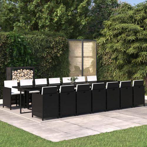Ensemble table et chaises contemporain - vidaXL 15-tlg : 3095638 - desayo - de jardin / en tissu / en acier à revêtement par poudre