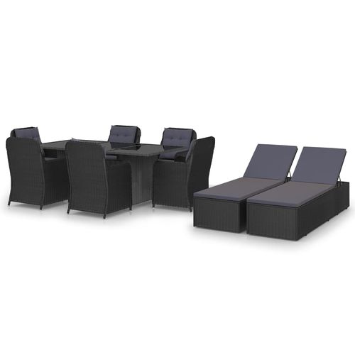 Ensemble table et chaises contemporain - vidaXL 9-tlg : 3059481 - desayo - de jardin / en acier à revêtement par poudre / en verre