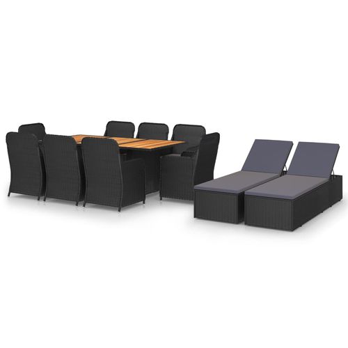 Ensemble table et chaises contemporain - vidaXL 11-tlg : 3059476 - desayo - de jardin / en acacia / en bois massif