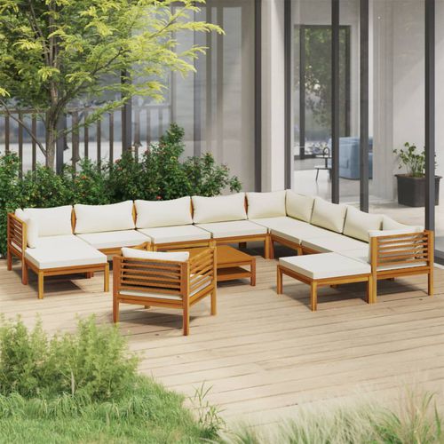 Salon de jardin contemporain - vidaXL 12-tlg : 3086943 - desayo - en acacia / en bois massif / en bois huilé