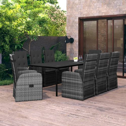 Ensemble table et chaises contemporain - vidaXL 9-tlg : 3099498 - desayo - de jardin / de terrasse / en acier à revêtement par poudre