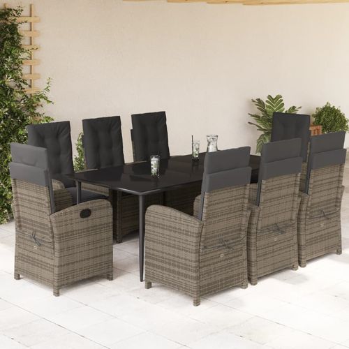 Ensemble table et chaises contemporain - vidaXL 9-tlg : 3212359 - desayo - de jardin / de terrasse / en acier à revêtement par poudre
