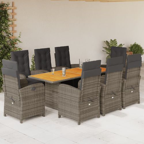 Ensemble table et chaises contemporain - vidaXL 9-tlg : 3212507 - desayo - de jardin / de terrasse / en acacia