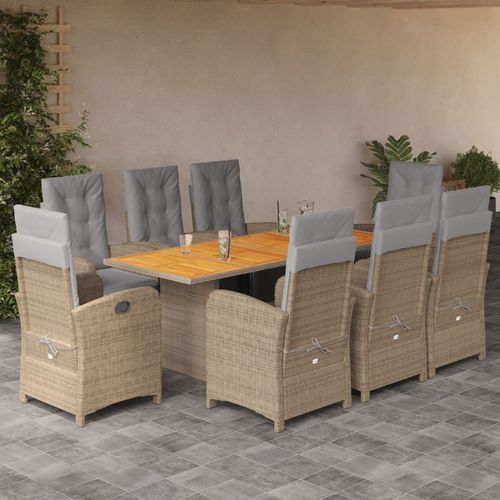 Ensemble table et chaises contemporain - vidaXL 9-tlg : 3212511 - desayo - de jardin / de terrasse / en tissu