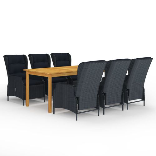 Ensemble table et chaises contemporain - vidaXL 7-tlg : 3067932 - desayo - de jardin / en tissu / en acacia