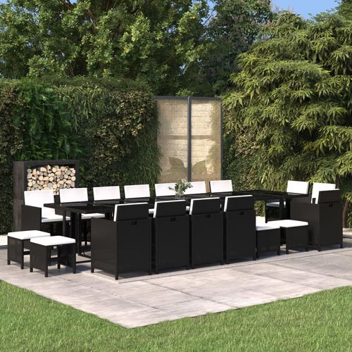Ensemble table et chaises contemporain - vidaXL 19-tlg : 3095642 - desayo - de jardin / en tissu / en acier à revêtement par poudre