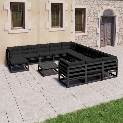 Salon de jardin contemporain - vidaXL 13-tlg : 3077113 - desayo - en pin / en bois massif / en tissu