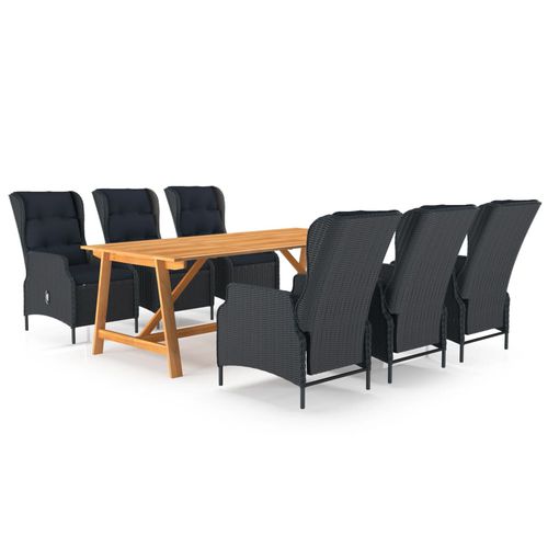Ensemble table et chaises contemporain - vidaXL 7-tlg : 3068841 - desayo - de jardin / en acacia / en bois massif