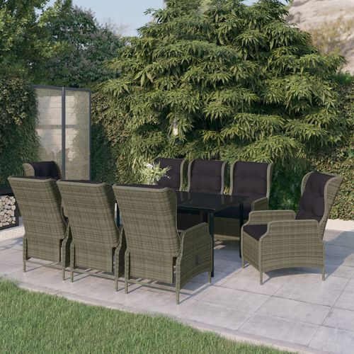 Ensemble table et chaises contemporain - vidaXL 9-tlg : 3099654 - desayo - de jardin / de terrasse / en acier à revêtement par poudre