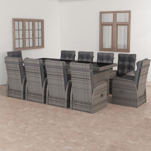Ensemble table et chaises contemporain - vidaXL 11-tlg : 3059348 - desayo - de jardin / en tissu / en acier à revêtement par poudre