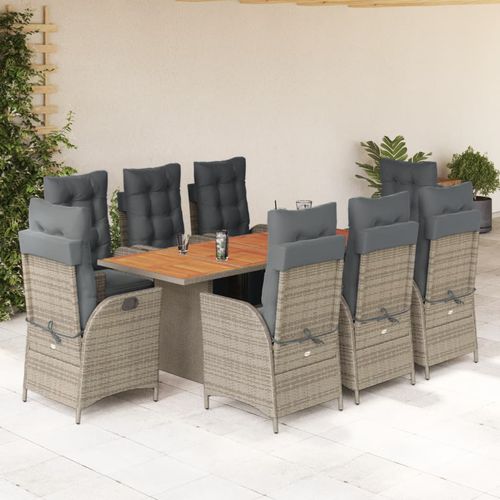 Ensemble table et chaises contemporain - vidaXL 9-tlg : 3213371 - desayo - de jardin / de terrasse / en acacia
