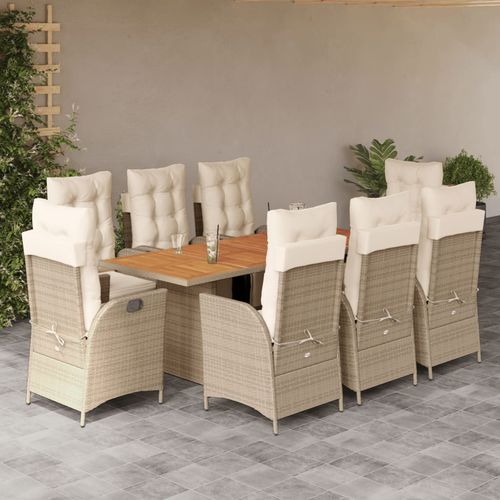 Ensemble table et chaises contemporain - vidaXL 9-tlg : 3213373 - desayo - de jardin / de terrasse / en acacia