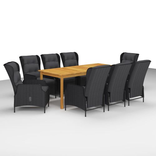 Ensemble table et chaises contemporain - vidaXL 9-tlg : 3067935 - desayo - de jardin / en tissu / en acacia