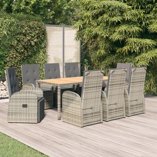 Ensemble table et chaises contemporain - vidaXL 9-tlg : 3157590 - desayo - de jardin / en tissu / en acacia