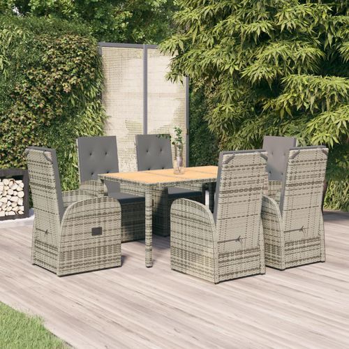 Ensemble table et chaises contemporain - vidaXL 7-tlg : 3157586 - desayo - de jardin / en acacia / en bois massif