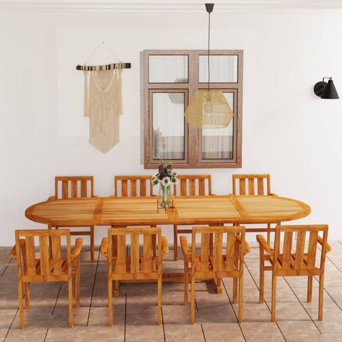 Ensemble table et chaises contemporain - vidaXL 9-tlg : 3059620 - desayo - de jardin / de terrasse / en teck
