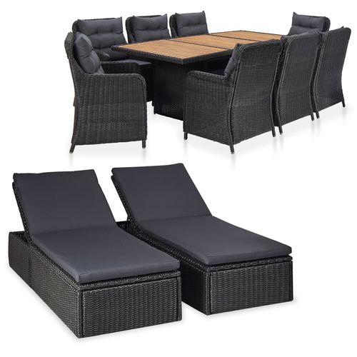 Ensemble table et chaises contemporain - vidaXL 11-tlg : 3057807 - desayo - de jardin / en acacia / en bois massif
