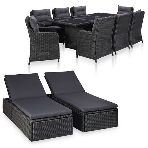 Ensemble table et chaises contemporain - vidaXL 11-tlg : 3057811 - desayo - de jardin / de terrasse / en acier à revêtement par poudre