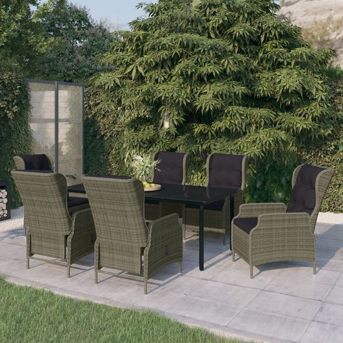 Ensemble table et chaises contemporain - vidaXL 7-tlg : 3099653 - desayo - de jardin / de terrasse / en acier à revêtement par poudre